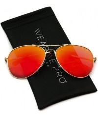 Aviator Classic Mirror Lenses Aviator Sunglasses w/Flex Hinges - Gold Frame / Mirror Orange-red - CW124LW1XNH $11.51