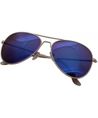 Aviator Aviator Sunglasses With Silver Frame And Dark Tint Lens Unisex - Blue - CI125Q8ZHPF $7.67