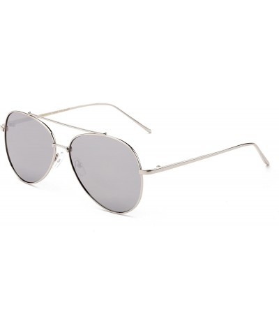 Aviator "Sweet Night" Pilot Style Comfortable Fashion Sunglasses - Silver/Mirror - CE12M436N49 $22.31