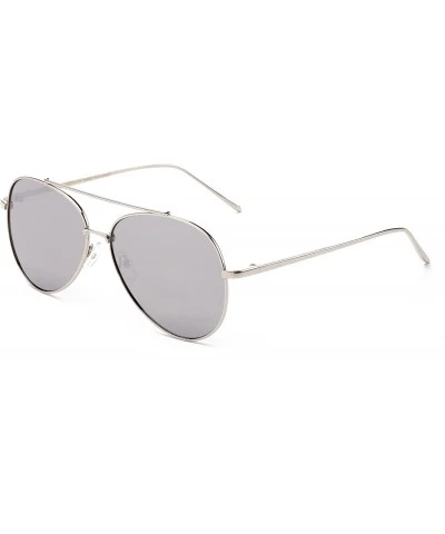 Aviator "Sweet Night" Pilot Style Comfortable Fashion Sunglasses - Silver/Mirror - CE12M436N49 $22.02