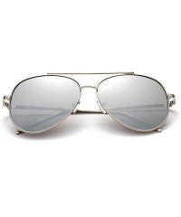 Aviator "Sweet Night" Pilot Style Comfortable Fashion Sunglasses - Silver/Mirror - CE12M436N49 $12.04