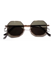 Round Retro Polygon Sunglasses Men Women Luxury Lens Round Vintage Small Frame Mirror Color - 1 - CY198A0NX8G $32.36