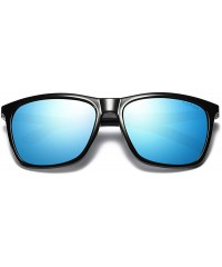 Oversized Premium Military Oversized Square Aviator Polarized Sunglasses Rectangular Sun Glasses For Men/Women - Blue - CD18Y...