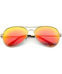 Aviator Classic Mirror Lenses Aviator Sunglasses w/Flex Hinges - Gold Frame / Mirror Orange-red - CW124LW1XNH $11.51