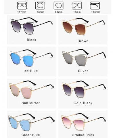 Cat Eye Sunglasses for Women UV400 Protection Travel Driving Sunglasses Cat Eye Metal Frame Personality - Ice Blue - CU18WU3O...