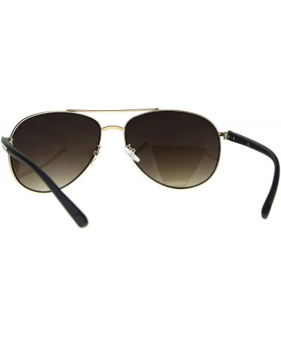 Oversized Designer Exposed Lens Officer Pilots Luxury Fashion Sunglasses - Gold Brown Smoke - C8189I432ZL $8.57