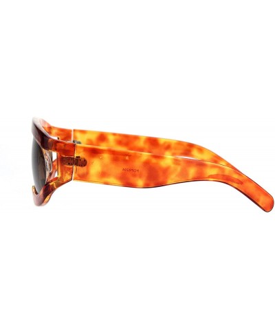 Round Retro Flat Top Double Rim Vintage Mobster Thick Plastic Sunglasses - Havana Brown - CC18L3KHOEW $10.72