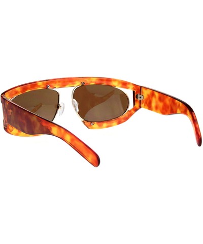 Round Retro Flat Top Double Rim Vintage Mobster Thick Plastic Sunglasses - Havana Brown - CC18L3KHOEW $10.72