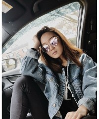 Oversized Cat Eye Fashion Metal Frame Mirrored Flat Lenses Women Sunglasses B2206 - 06 Gold Frame Pink Mirror Lens - CJ12JII7...