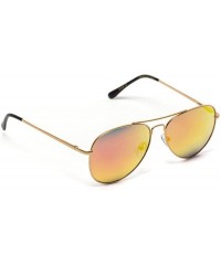 Aviator Classic Mirror Lenses Aviator Sunglasses w/Flex Hinges - Gold Frame / Mirror Orange-red - CW124LW1XNH $11.51