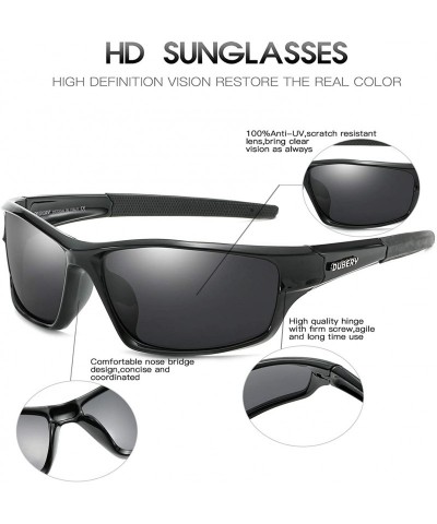 Wrap Sport Polarized Sunglasses for Men UV Protection Driving Fishing Sun Glasses D620 - Black/Black - CQ18W2NDUTE $13.40