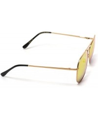 Aviator Classic Mirror Lenses Aviator Sunglasses w/Flex Hinges - Gold Frame / Mirror Orange-red - CW124LW1XNH $11.51