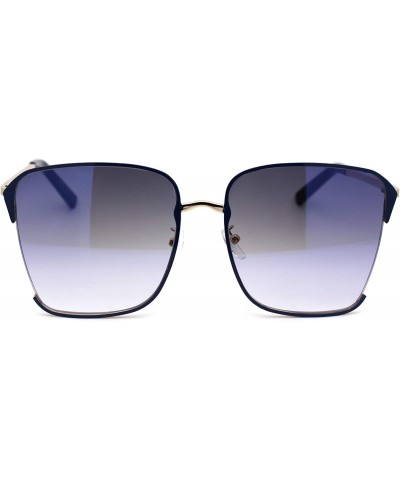 Butterfly Womens 90s Designer Exposed Lens Metal Rim Butterfly Sunglasses - Blue Gradient Blue - CE18XEU2G23 $15.28