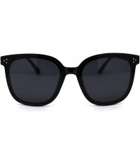 Oversized Womens Boyfriend Style Round Oversize Horn Rim Sunglasses - All Black - CV18ZCO3O2H $7.92