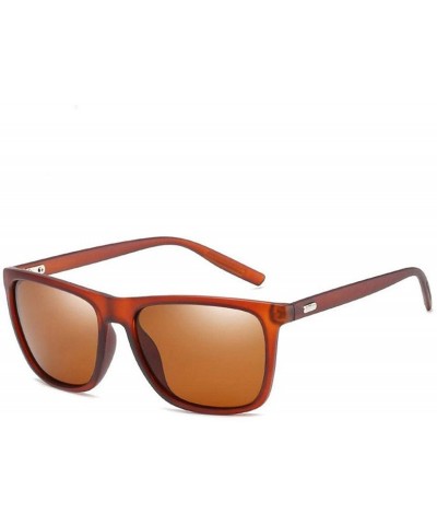 Oval Polarized Mens Sunglasses Driving Sun Glasses Brand Design - Tea - CS19854G72W $33.63