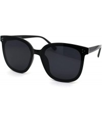 Oversized Womens Boyfriend Style Round Oversize Horn Rim Sunglasses - All Black - CV18ZCO3O2H $7.92