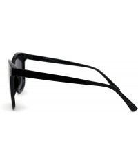 Oversized Womens Boyfriend Style Round Oversize Horn Rim Sunglasses - All Black - CV18ZCO3O2H $7.92