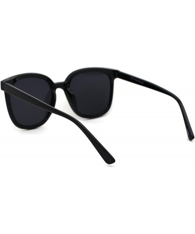 Oversized Womens Boyfriend Style Round Oversize Horn Rim Sunglasses - All Black - CV18ZCO3O2H $7.92
