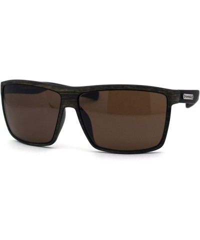 Oversized Oversize Flat Top 90s Squared Rectangular Mobster Sunglasses - Brown Wood Brown - CM195EDX2EO $22.83