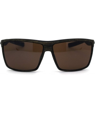 Oversized Oversize Flat Top 90s Squared Rectangular Mobster Sunglasses - Brown Wood Brown - CM195EDX2EO $9.74