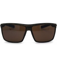 Oversized Oversize Flat Top 90s Squared Rectangular Mobster Sunglasses - Brown Wood Brown - CM195EDX2EO $9.74