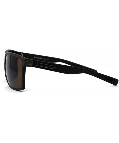 Oversized Oversize Flat Top 90s Squared Rectangular Mobster Sunglasses - Brown Wood Brown - CM195EDX2EO $9.74