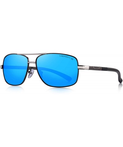 Aviator HOT Fashion Driving Polarized Sunglasses for Men Square 45mm glasses S8714 - Blue Mirror - CN18NMI8AEQ $27.40