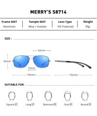 Aviator HOT Fashion Driving Polarized Sunglasses for Men Square 45mm glasses S8714 - Blue Mirror - CN18NMI8AEQ $27.40