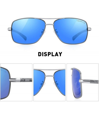 Aviator HOT Fashion Driving Polarized Sunglasses for Men Square 45mm glasses S8714 - Blue Mirror - CN18NMI8AEQ $27.40