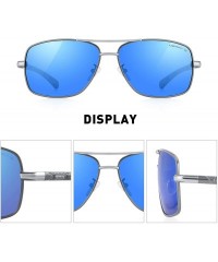 Aviator HOT Fashion Driving Polarized Sunglasses for Men Square 45mm glasses S8714 - Blue Mirror - CN18NMI8AEQ $27.40