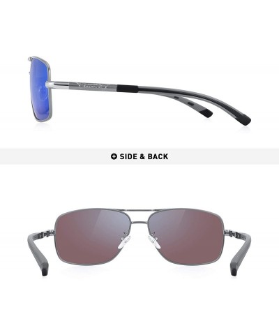 Aviator HOT Fashion Driving Polarized Sunglasses for Men Square 45mm glasses S8714 - Blue Mirror - CN18NMI8AEQ $27.40