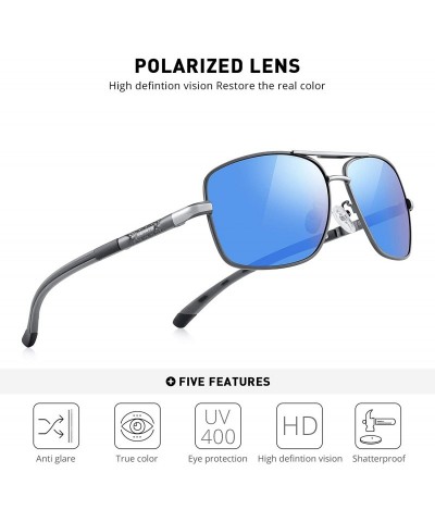 Aviator HOT Fashion Driving Polarized Sunglasses for Men Square 45mm glasses S8714 - Blue Mirror - CN18NMI8AEQ $27.40