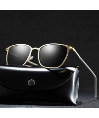 Aviator Polarized Sunglasses Men Polarized Square Sunglasses Men Vintage Sun Gold Gray - Gold Gray - CM18Y2OZR2M $15.67