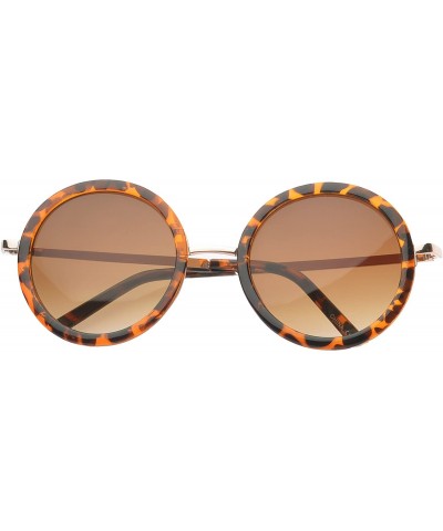 Round Binoculars Round Fashion Sunglasses - Leopard-amber - CR11OJZA3WD $19.66