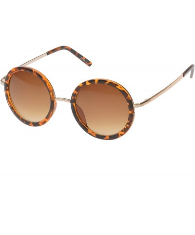 Round Binoculars Round Fashion Sunglasses - Leopard-amber - CR11OJZA3WD $9.96