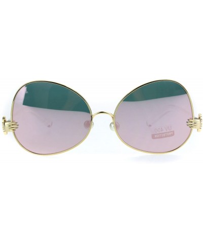 Butterfly Pearl Nose Pad Clown Hand Hinge Drop Temple Swan Sunglasses - Gold Pink Mirror - CC184Y08T8M $16.92