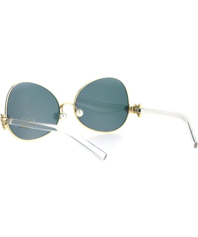 Butterfly Pearl Nose Pad Clown Hand Hinge Drop Temple Swan Sunglasses - Gold Pink Mirror - CC184Y08T8M $16.92
