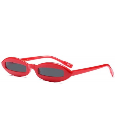 Oval Chic Super Small Oval Frame Rectangle PC Lens Sunglasses UV400 Protection Eyewear - Red - CB187A9SIW5 $11.22