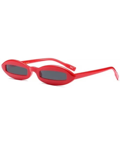 Oval Chic Super Small Oval Frame Rectangle PC Lens Sunglasses UV400 Protection Eyewear - Red - CB187A9SIW5 $22.76