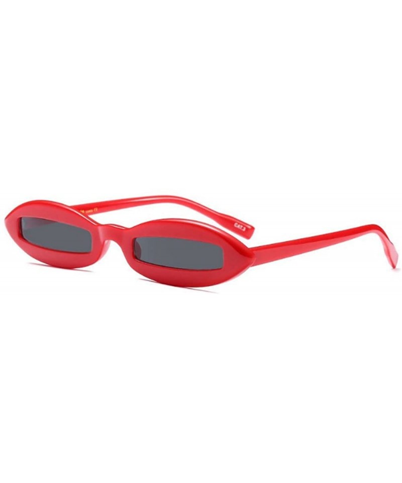 Oval Chic Super Small Oval Frame Rectangle PC Lens Sunglasses UV400 Protection Eyewear - Red - CB187A9SIW5 $11.22