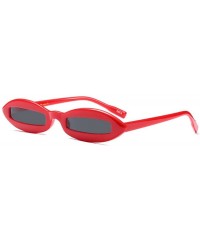 Oval Chic Super Small Oval Frame Rectangle PC Lens Sunglasses UV400 Protection Eyewear - Red - CB187A9SIW5 $11.22