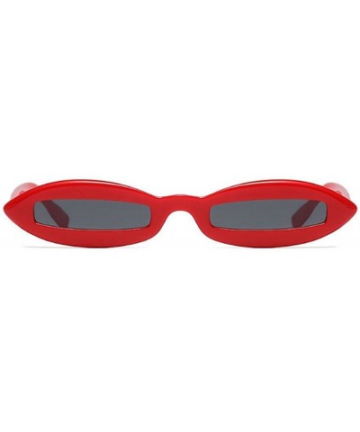 Oval Chic Super Small Oval Frame Rectangle PC Lens Sunglasses UV400 Protection Eyewear - Red - CB187A9SIW5 $11.22