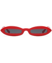 Oval Chic Super Small Oval Frame Rectangle PC Lens Sunglasses UV400 Protection Eyewear - Red - CB187A9SIW5 $11.22