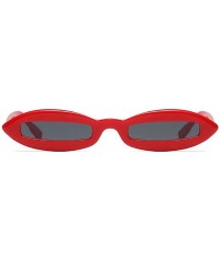 Oval Chic Super Small Oval Frame Rectangle PC Lens Sunglasses UV400 Protection Eyewear - Red - CB187A9SIW5 $11.22