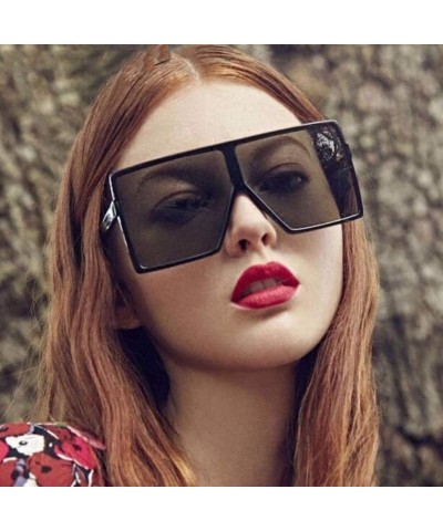 Oversized UV Protection Sunglasses for Women Men Full rim frame Square Acrylic Lens Plastic Frame Sunglass - Black - CM1902WL...
