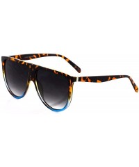 Round Large Vintage Retro Designer Flat Top Aviator Round Oversized Women Sunglasses - Tortoise/Blue and Transparent - CE18X5...