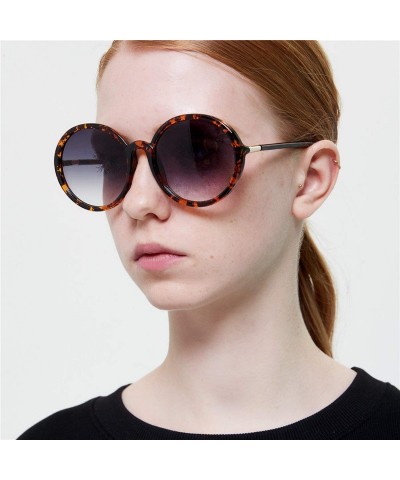 Round Women Vintage Round Sunglasses Metal Frame Oversized Luxury Mirror Retro Big Sun Glasses UV400 - 4 - C2198ZLU39W $36.31