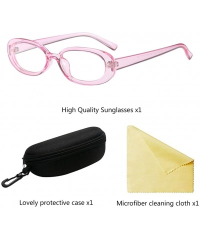 Wayfarer Women's Fashion UV400 Small Oval Sunglasses and Glasses Case for Women - Pink - CS18G82GR3G $21.49