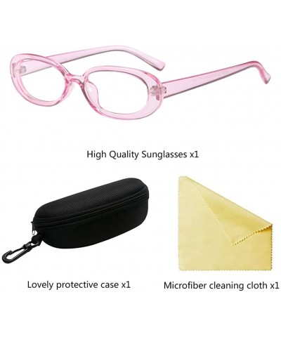 Wayfarer Women's Fashion UV400 Small Oval Sunglasses and Glasses Case for Women - Pink - CS18G82GR3G $11.48