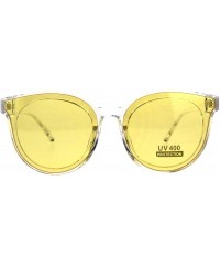 Round Womens Horn Rim Plastic Round Boyfriend Hipster Sunglasses - Clear Yellow - CA18DK434KX $9.33